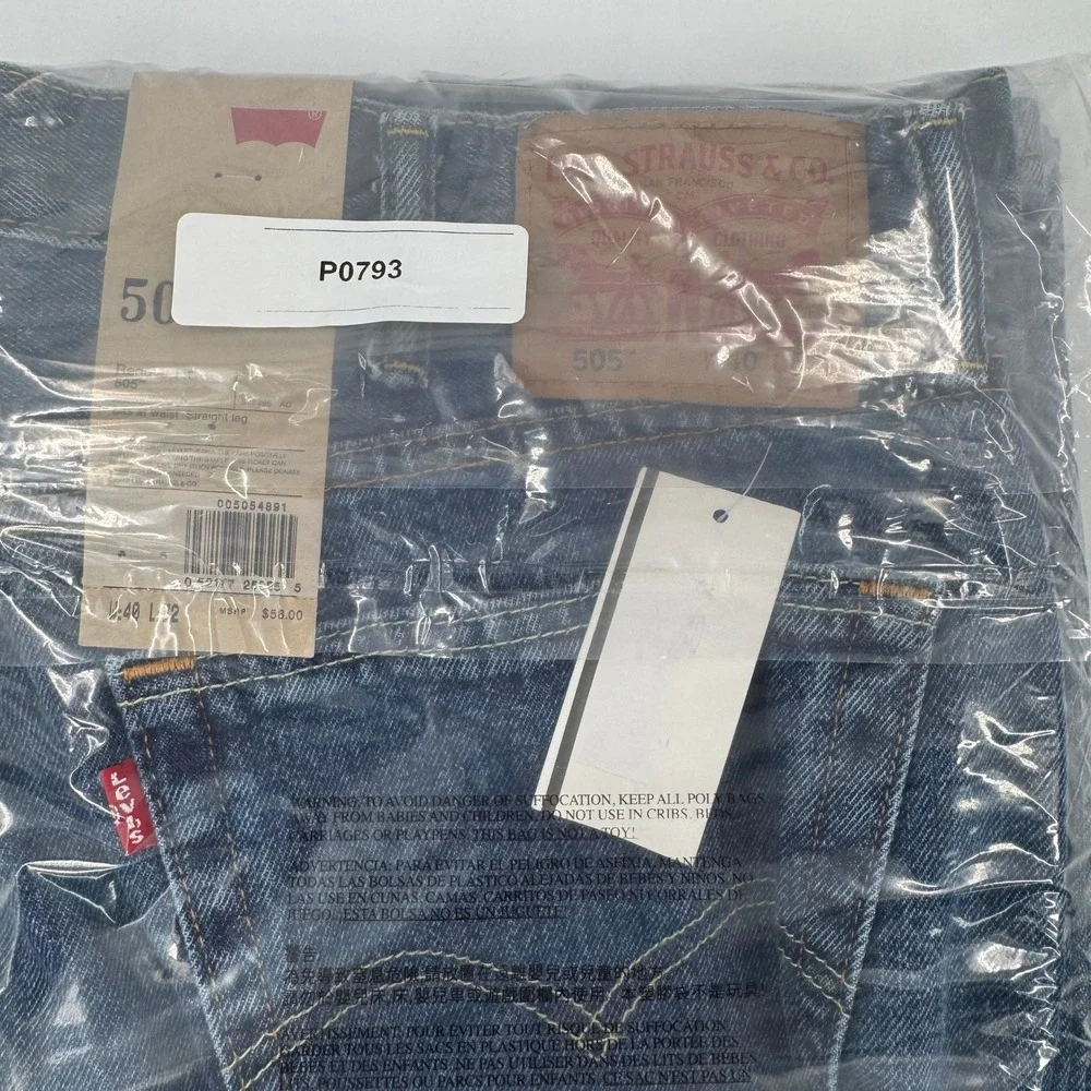 Levi's‎ 505 Regular Fit Jeans Mens 40x32 Blue Straight Leg Medium Wash NWT